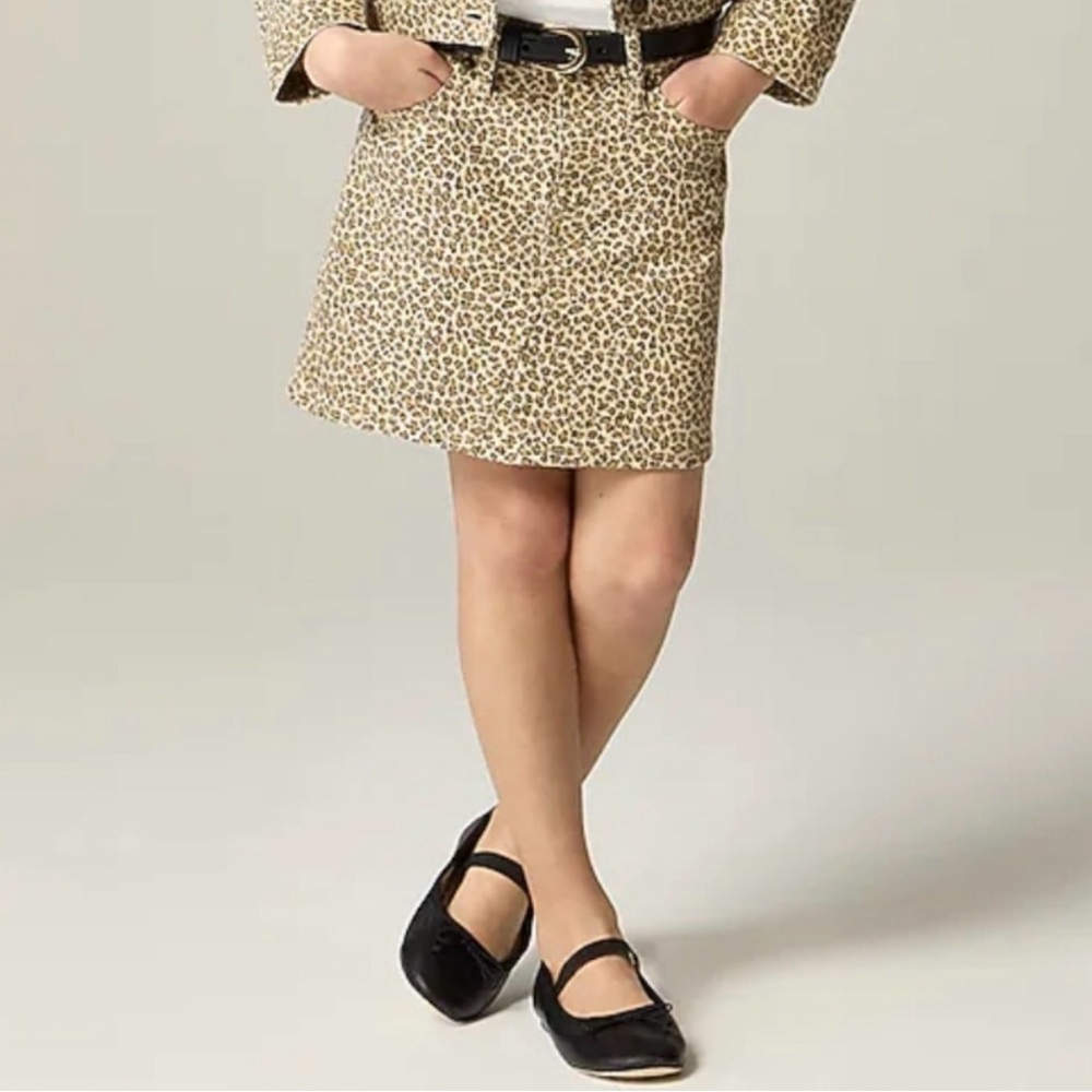 CREWCUTS Leopard Print Denim Skirt NWT